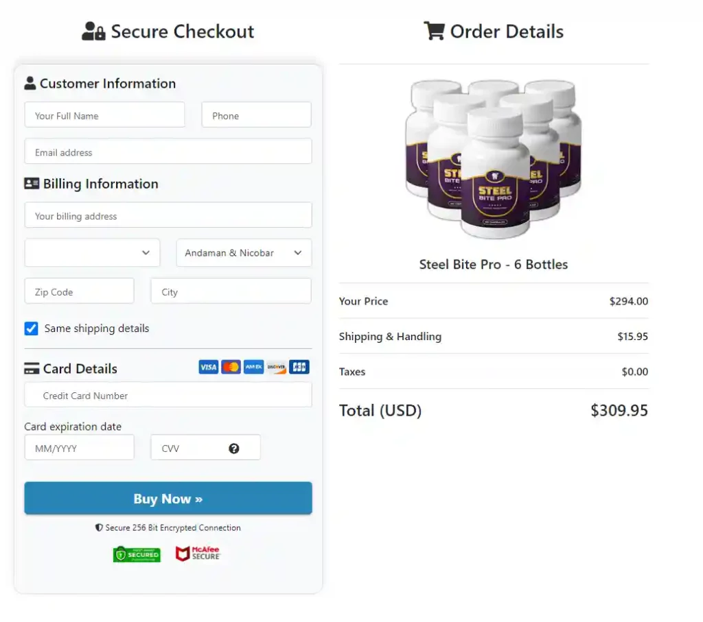Steel Bite Pro Checkout